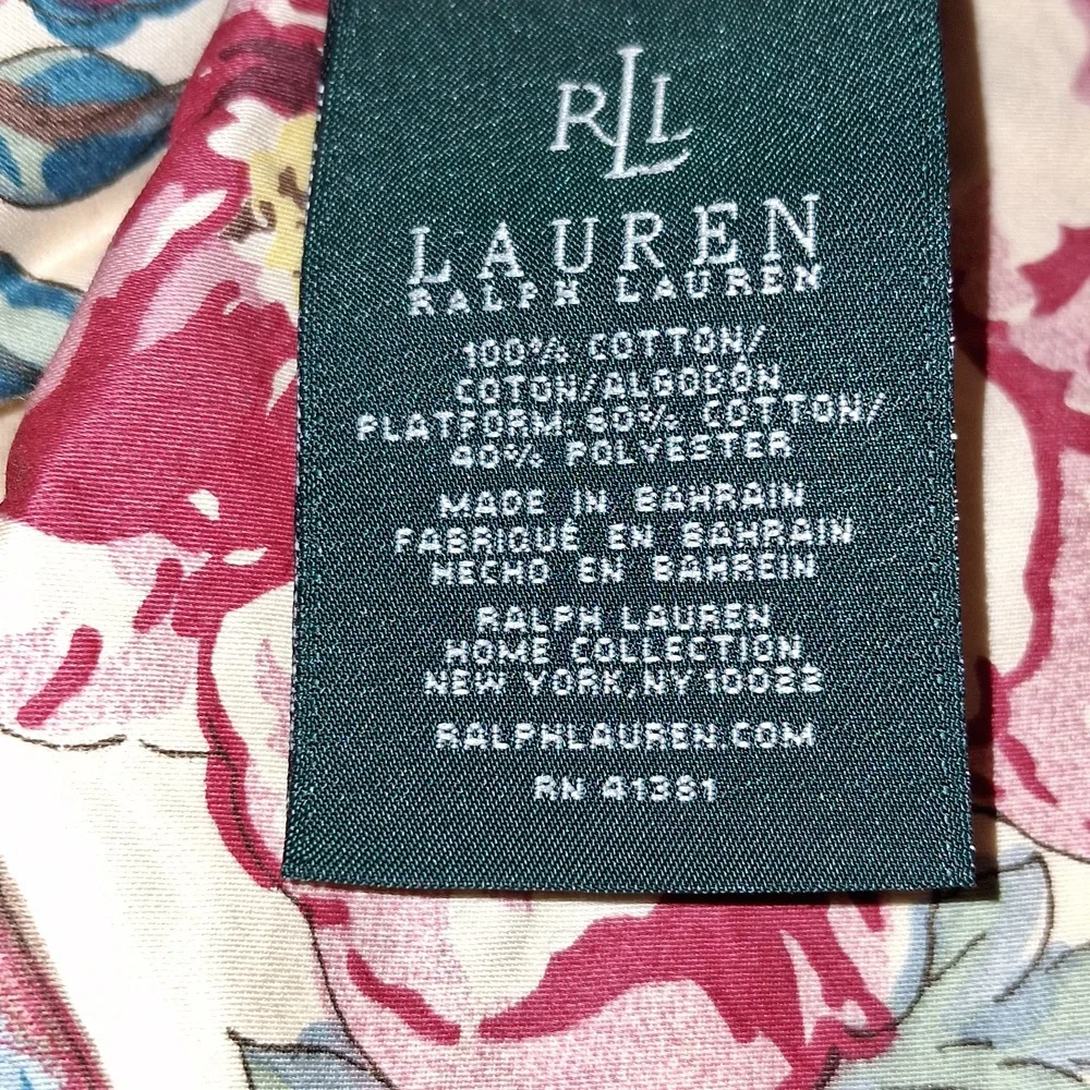 Ralph Lauren Floral Cream Blue Pink Decorative Bedding Bedskirt - Picture 2 of 4